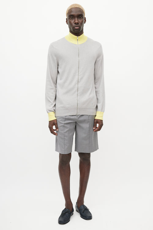 Louis Vuitton Grey & Yellow Knit Zip Sweater