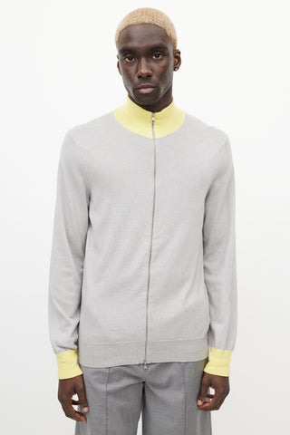 Louis Vuitton Grey & Yellow Knit Zip Sweater