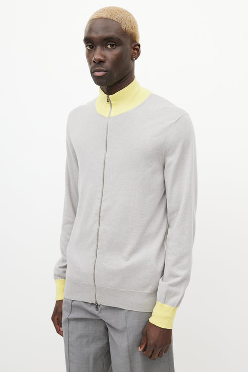 Louis Vuitton Grey & Yellow Knit Zip Sweater