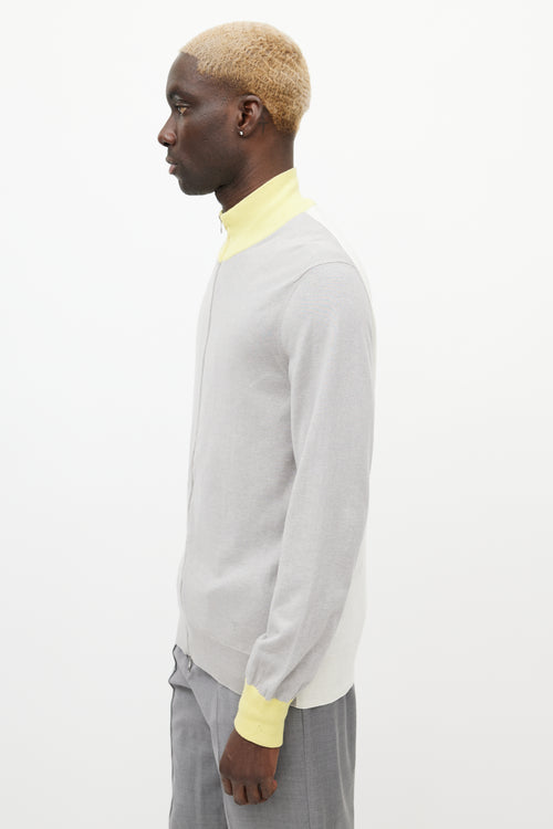 Louis Vuitton Grey & Yellow Knit Zip Sweater