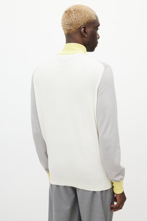 Louis Vuitton Grey & Yellow Knit Zip Sweater