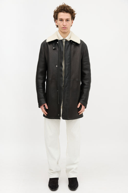 Louis Vuitton Leather & Shearling Long Jacket
