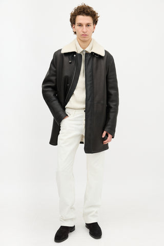 Louis Vuitton Leather & Shearling Long Jacket