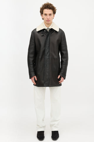 Louis Vuitton Leather & Shearling Long Jacket
