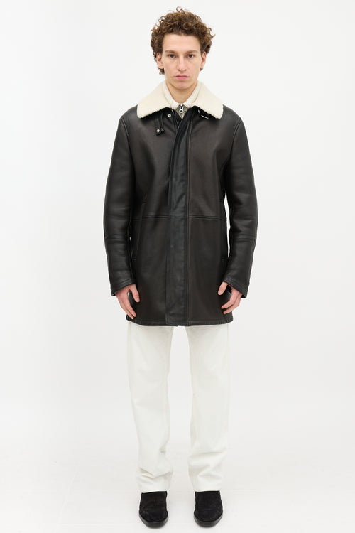 Louis Vuitton Leather & Shearling Long Jacket