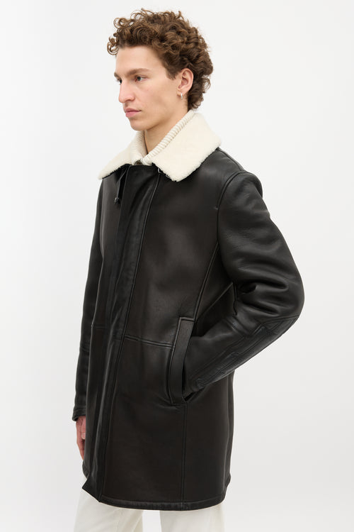 Louis Vuitton Leather & Shearling Long Jacket