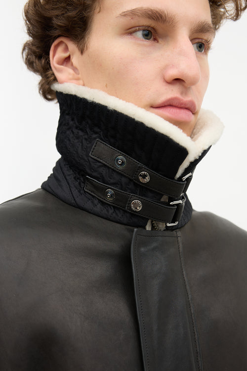 Louis Vuitton Leather & Shearling Long Jacket