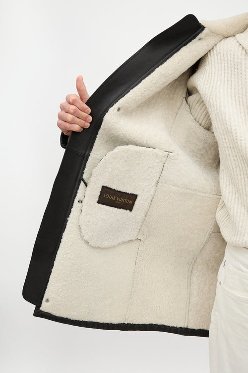Louis Vuitton Leather & Shearling Long Jacket