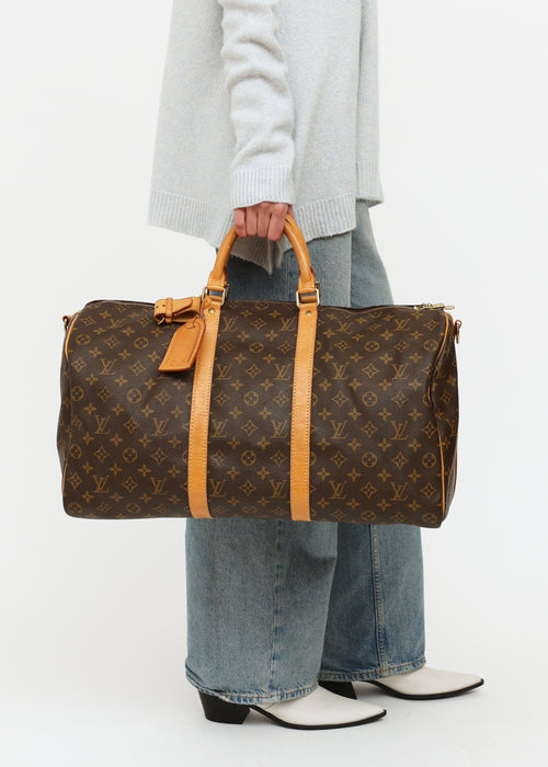 Louis Vuitton Brown Monogram Keepall Bandouliere 50 Bag