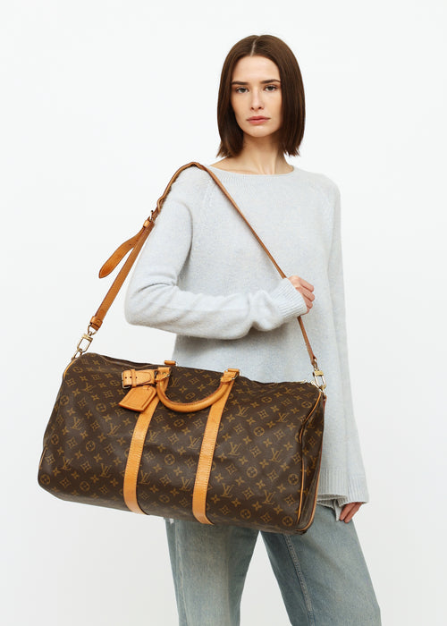 Louis Vuitton Brown Monogram Keepall Bandouliere 50 Bag