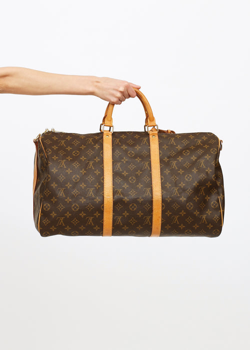 Louis Vuitton Brown Monogram Keepall Bandouliere 50 Bag