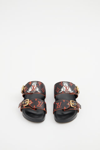 Louis Vuitton Black & Red Catogram Bom Sandals