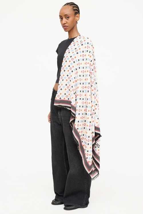 Game On Monogram Fringe Shawl