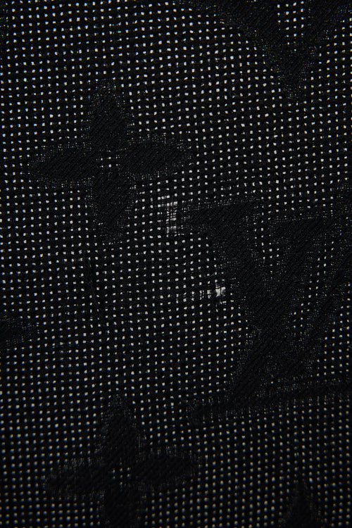 Louis Vuitton Wool & Silk Monogram Fringe Scarf