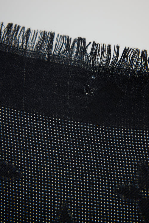 Louis Vuitton Wool & Silk Monogram Fringe Scarf