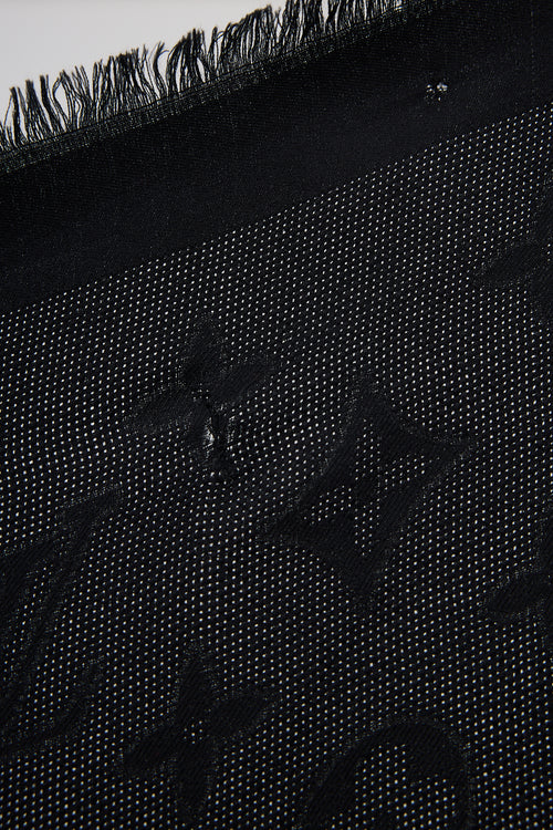 Louis Vuitton Wool & Silk Monogram Fringe Scarf