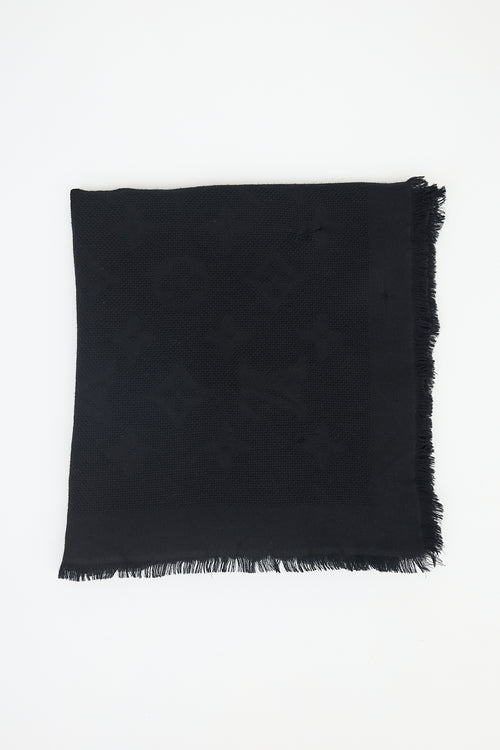 Louis Vuitton Wool & Silk Monogram Fringe Scarf