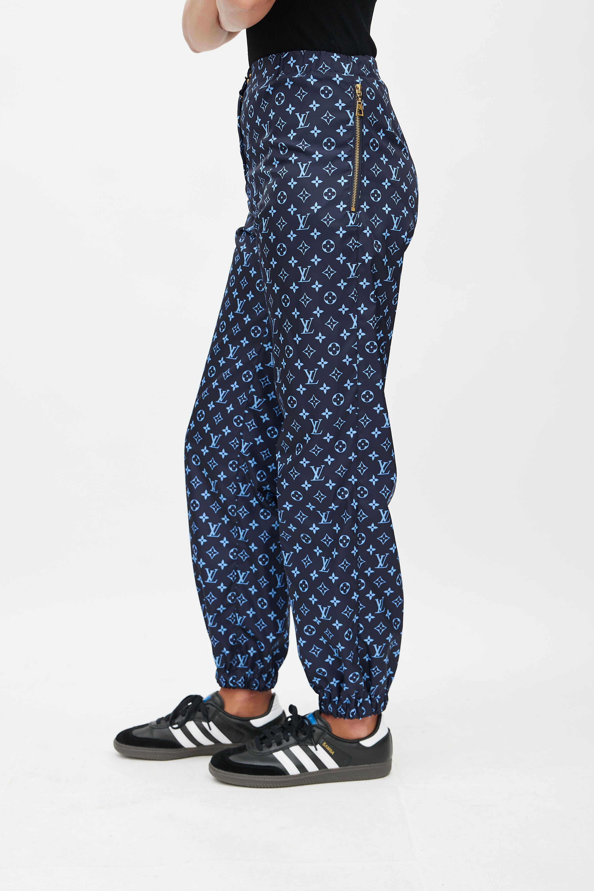 Louis Vuitton Sprayed Monogram Nylon Jogging Pants , Blue, 40