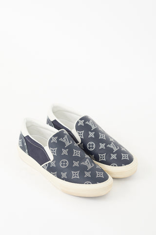 Louis Vuitton Navy Leather & Canvas Trocadero Monogram Sneaker