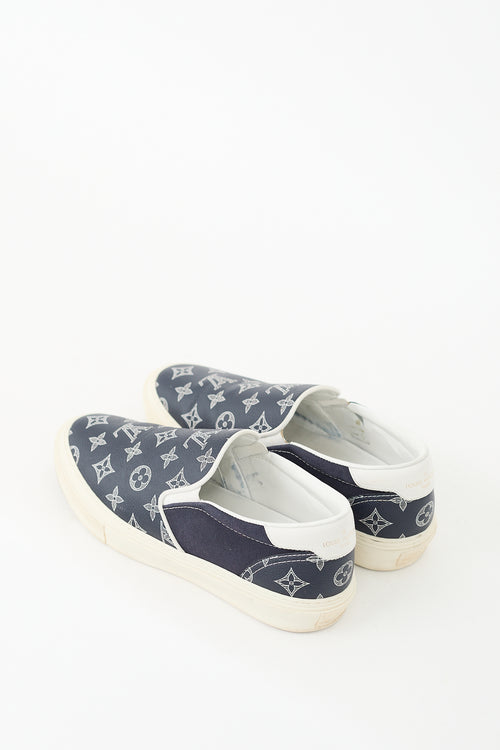 Louis Vuitton Navy Leather & Canvas Trocadero Monogram Sneaker