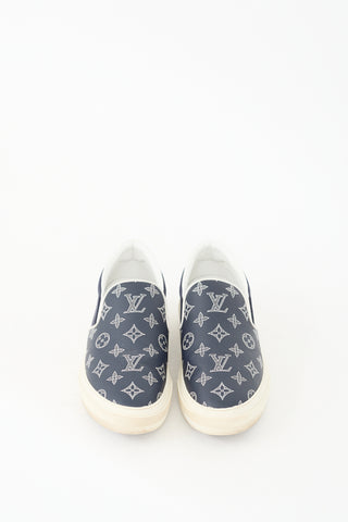 Louis Vuitton Navy Leather & Canvas Trocadero Monogram Sneaker