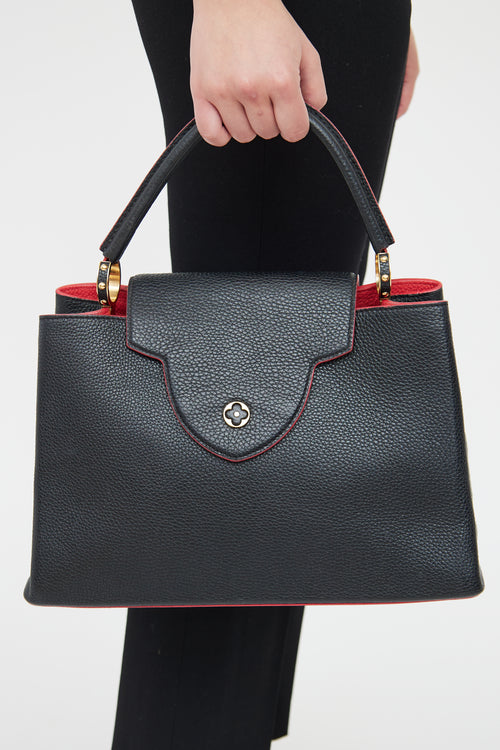 Louis Vuitton Navy & Red Taurillon Capucines Bag