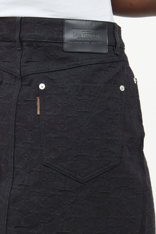 Louis Vuitton Black Monogram Denim Skirt
