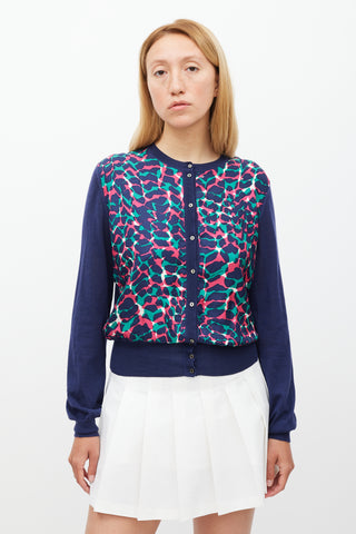 Louis Vuitton Navy & Multicolour Spotted Cardigan