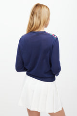 Louis Vuitton Navy & Multicolour Spotted Cardigan