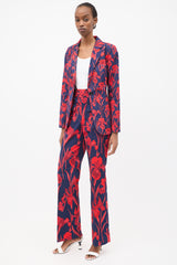 Louis Vuitton Navy & Red Cotton Floral Suit