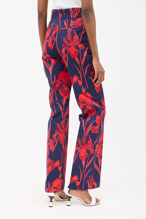 Louis Vuitton Navy & Red Cotton Floral Suit