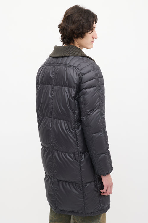 Louis Vuitton Navy Ribbed Collar Puffer Coat