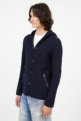 Louis Vuitton Navy Wool & Cashmere Hooded Cardigan