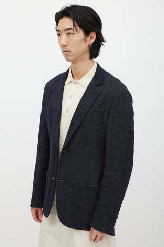 Louis Vuitton Navy Woven Wool Blazer