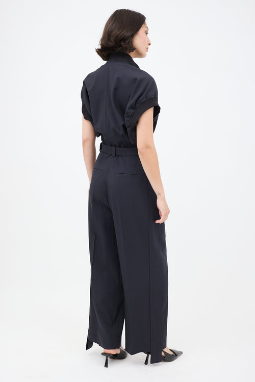 Louis Vuitton Navy Zip Belted Jumpsuit