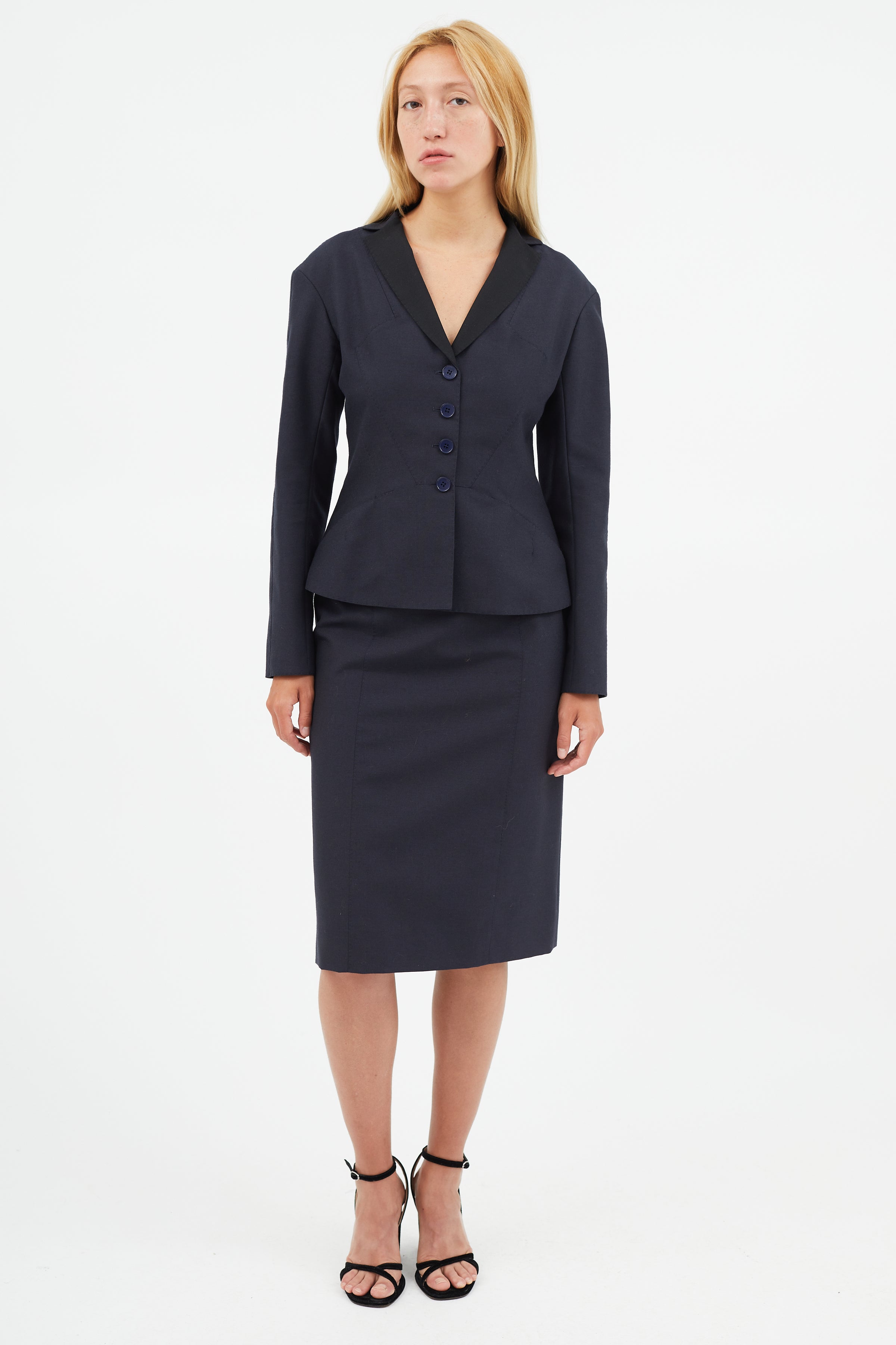 Louis Vuitton Wool Suit Jacket Navy Blue