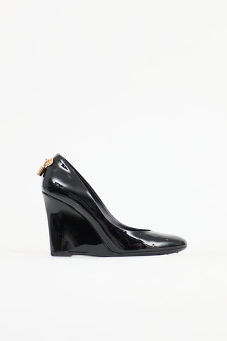 Louis Vuitton Patent Lock Wedge Heel