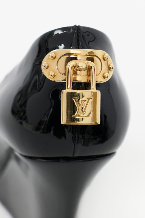 Louis Vuitton Patent Lock Wedge Heel
