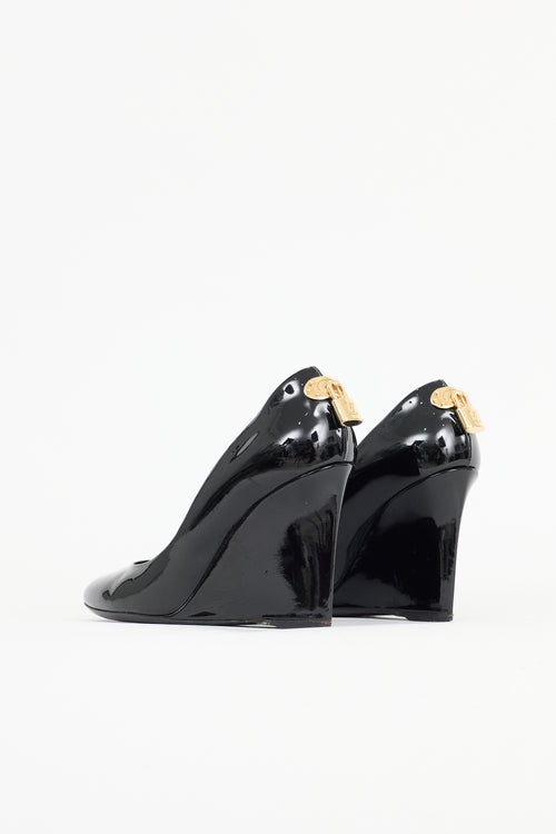 Louis Vuitton Patent Lock Wedge Heel