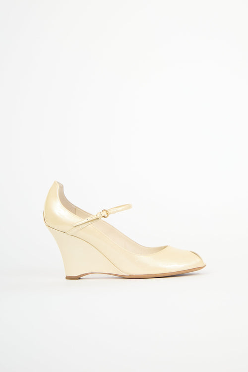 Louis Vuitton Patent Monogram Wedge Pump