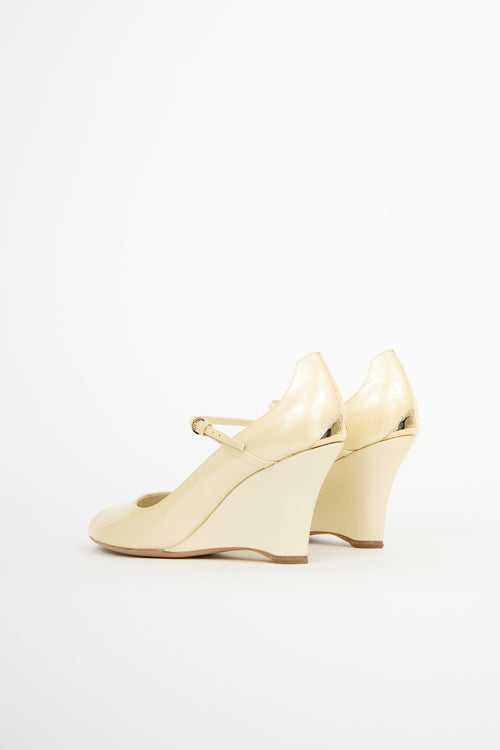 Louis Vuitton Patent Monogram Wedge Pump