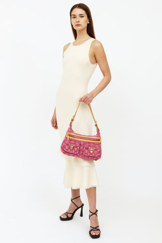 Louis Vuitton Pink Denim Monogram Baggy Shoulder Bag