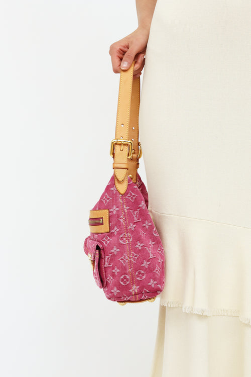 Louis Vuitton Pink Denim Monogram Baggy Shoulder Bag