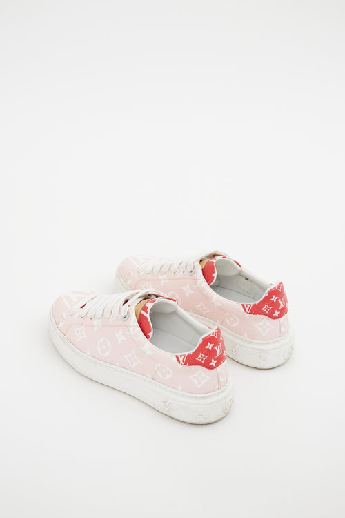 Louis Vuitton Pink & White & Red Time Out Sneakers