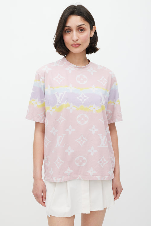 Louis Vuitton Pink & Multicolour Tie Dye Monogram T-Shirt