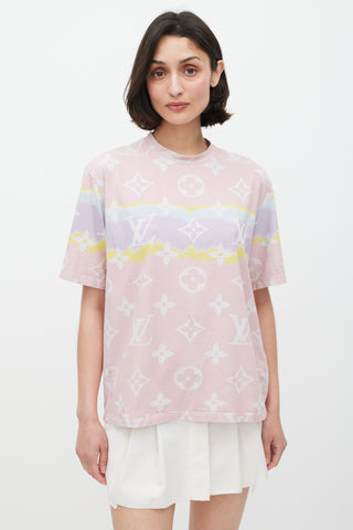 Louis Vuitton Pink & Multicolour Tie Dye Monogram T-Shirt