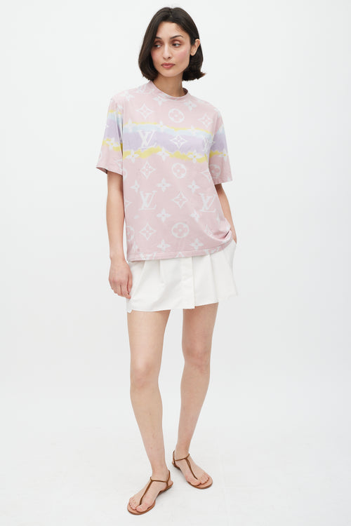 Louis Vuitton Pink & Multicolour Tie Dye Monogram T-Shirt