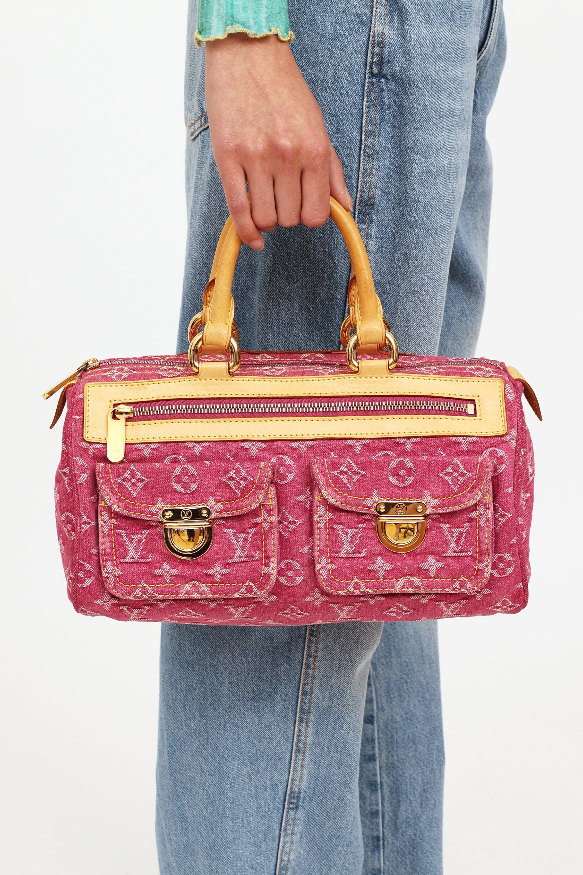 What Goes Around Comes Around Louis Vuitton Pink Denim Neo Speedy Bag