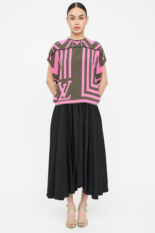 Louis Vuitton Printed Logo Blouse Top