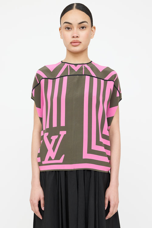Louis Vuitton Printed Logo Blouse Top